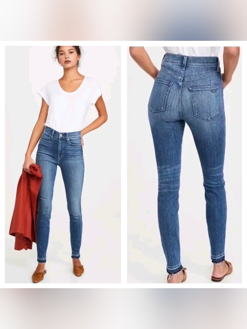 AYR The Riser High Waist Skinny Jeans Release Hem Neon Jupiter Denim 30 x 32